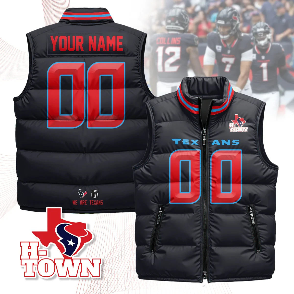Custom Houston Texans Unisex Puffer Vest
