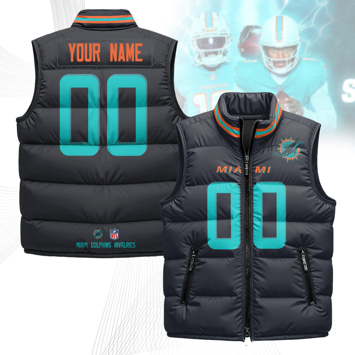 Custom Miami Dolphins Rivalry Series Puffer Vest