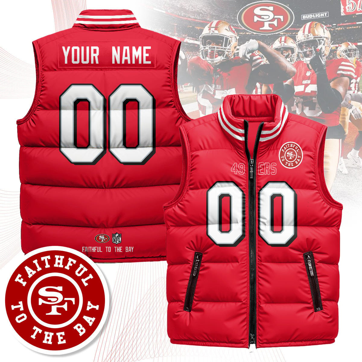 Custom San Francisco 49ers Unisex Puffer Vest V1