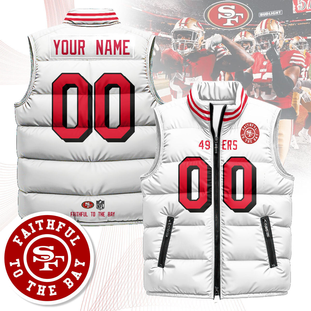 Custom San Francisco 49ers Unisex Puffer Vest V1
