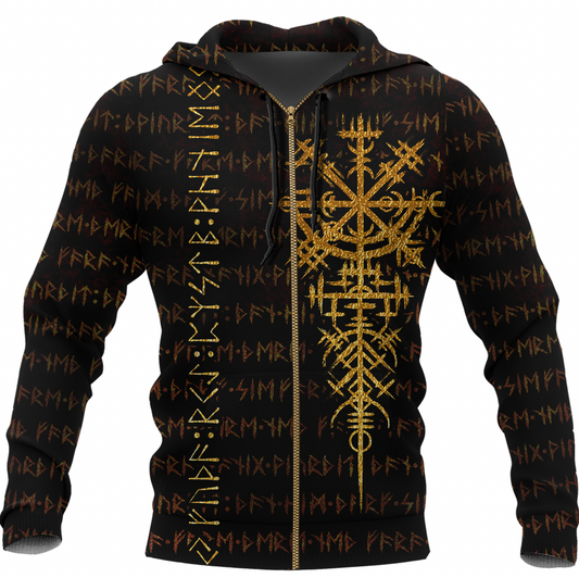 Scandinavian Viking Vegvisir Runic Grunge