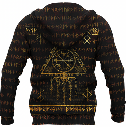 Scandinavian Viking Vegvisir Runic Grunge
